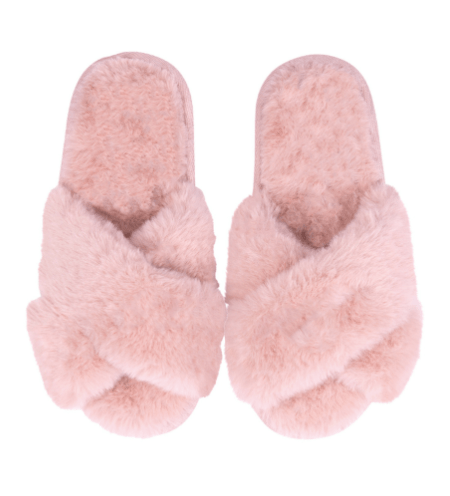 Cosy Luxe Pom Pom Slippers - Blush Pink