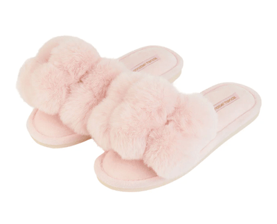 Cosy Luxe Pom Pom Slippers - Blush Pink