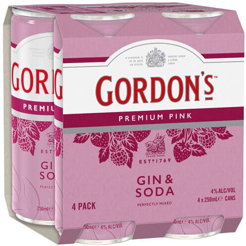 Gordon's Pink Gin & Soda Cans 250mL Pack of 4