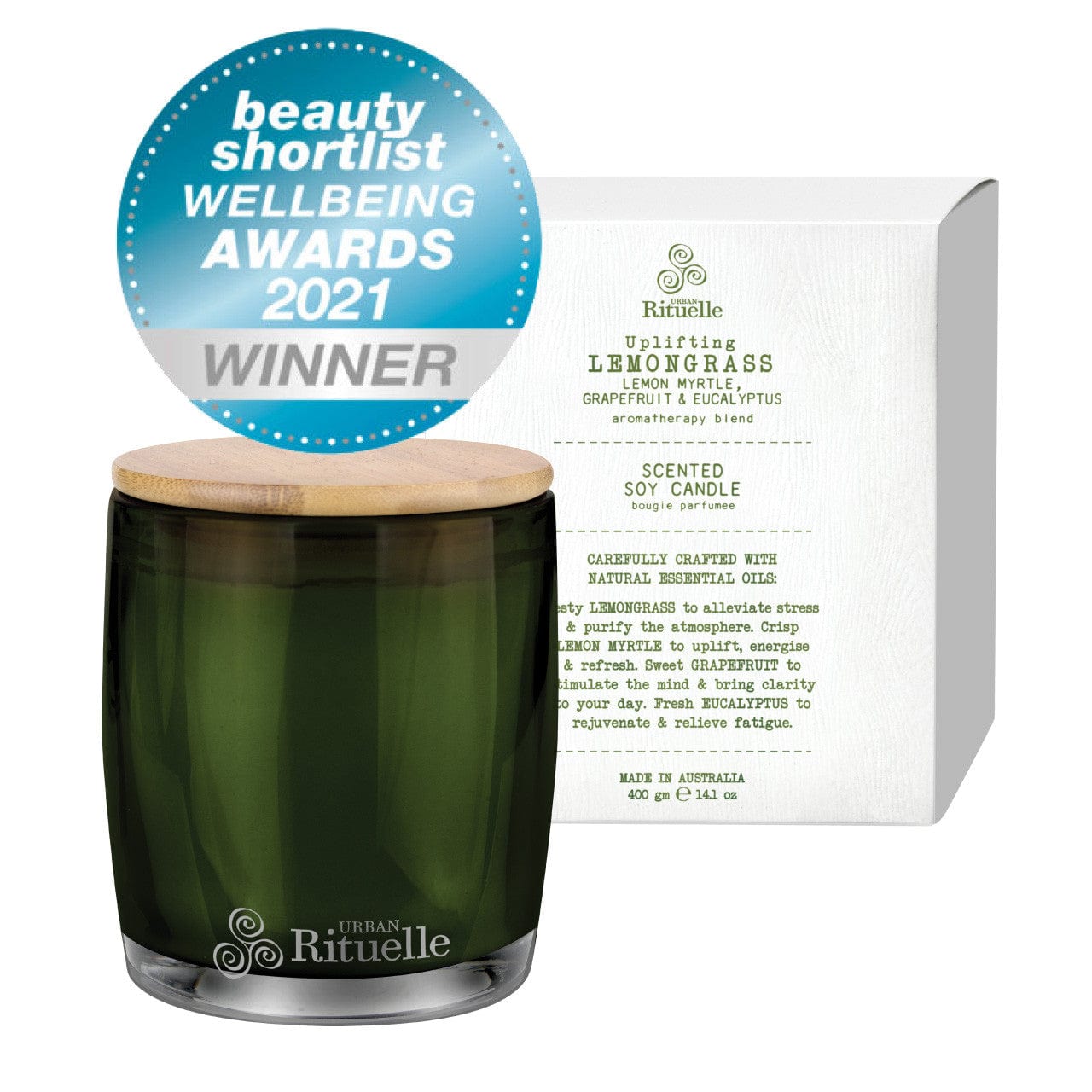 Lemongrass, Lemon Myrtle, Grapefruit & Eucalyptus Scented Soy Candle - 400gm