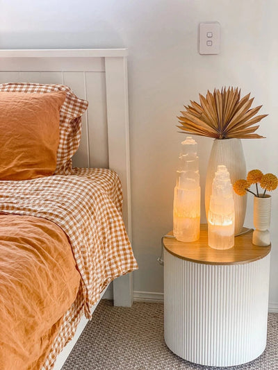Moroccan Selenite Crystal Tower Lamp gift box